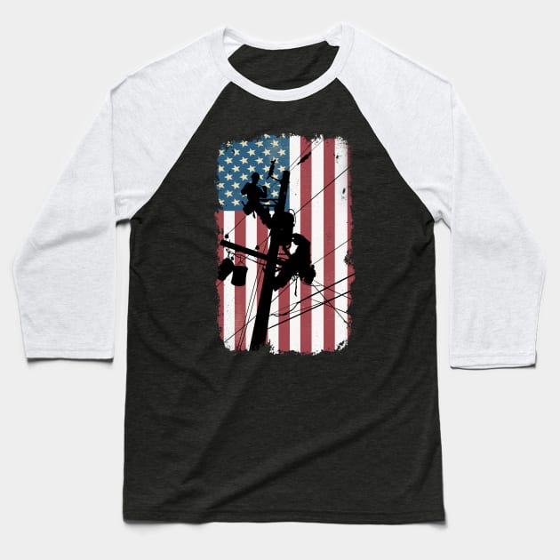 American Lineman Baseball T-Shirt by LineXpressions